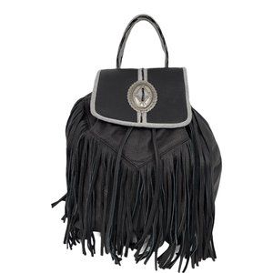 Handmade Fringed Leather Concho Backpack
